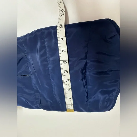 Dog puffer jacket with fur collar navy blue with brown faux fur,‎ size M medium - Picture 9 of 12